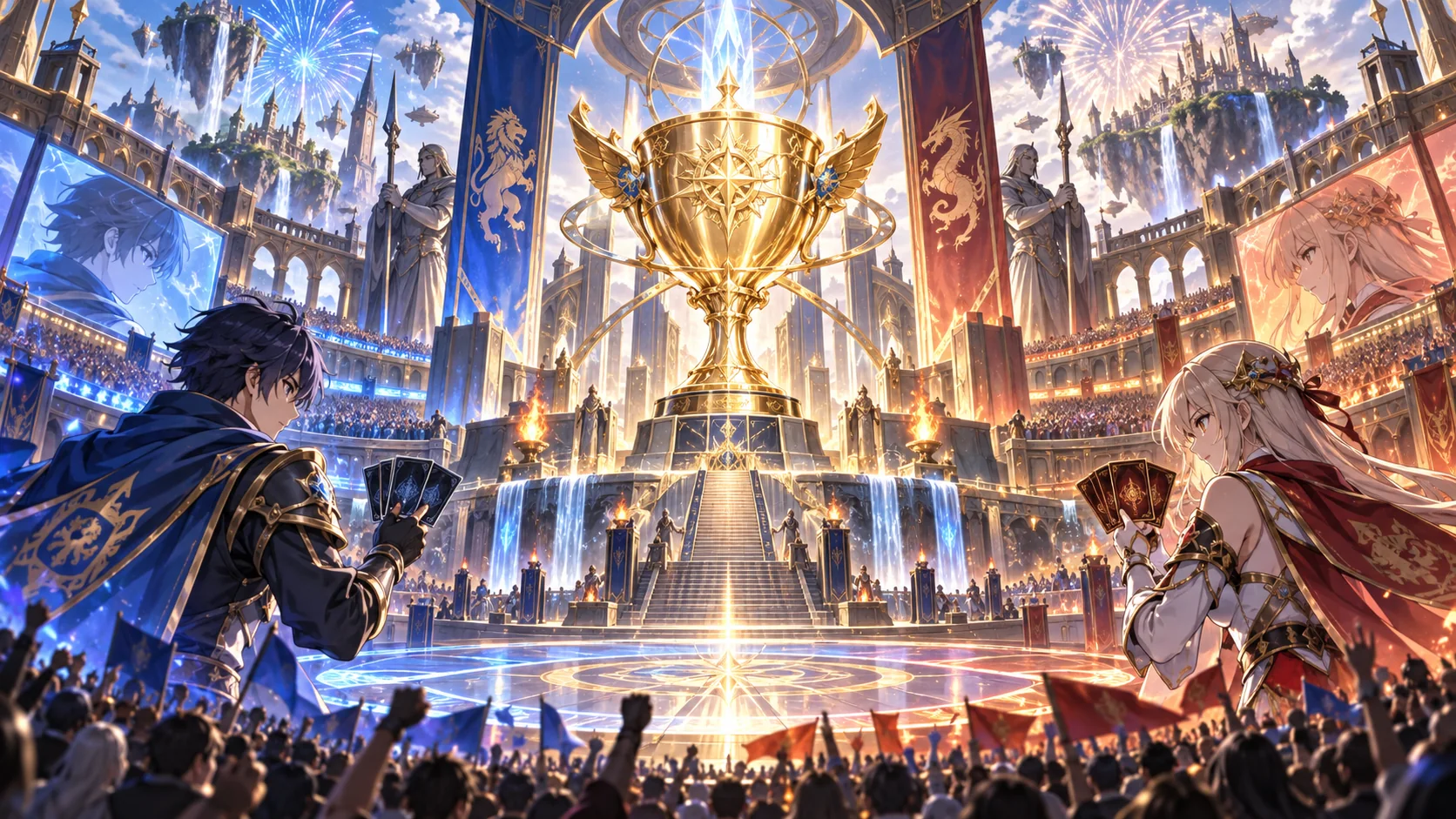 Grande torneio de fantasia com troféu iluminado